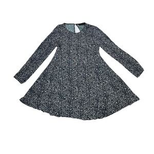 Zara Womens Size S Swing Shift Dress Blue White Long Sleeve Geometric Print Mini